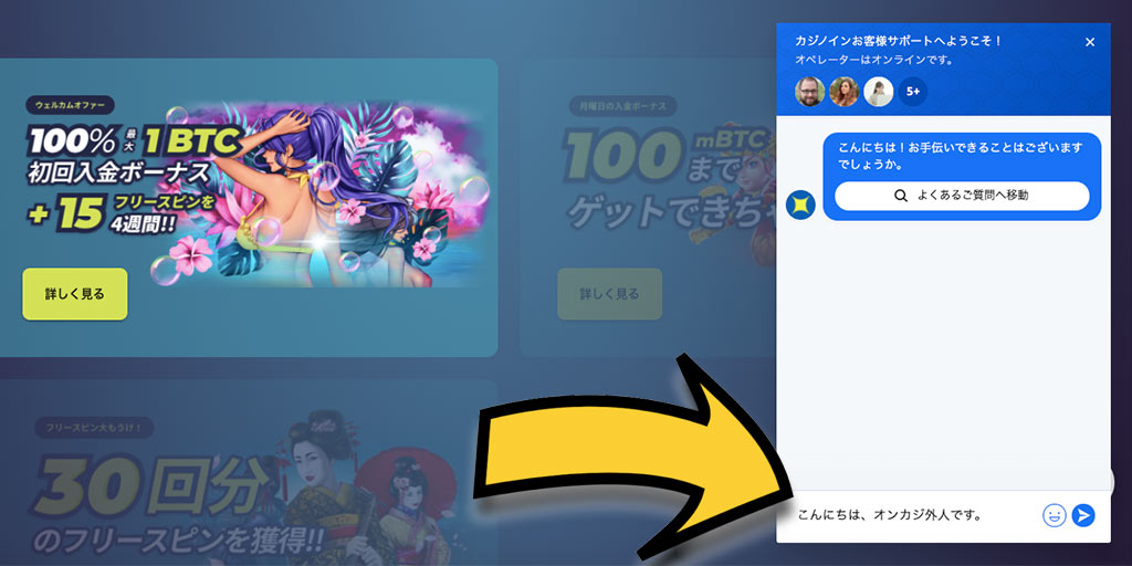 Casinoin (カジノイン) ハイブリッドカジノ　カスタマーサービス　日本語対応